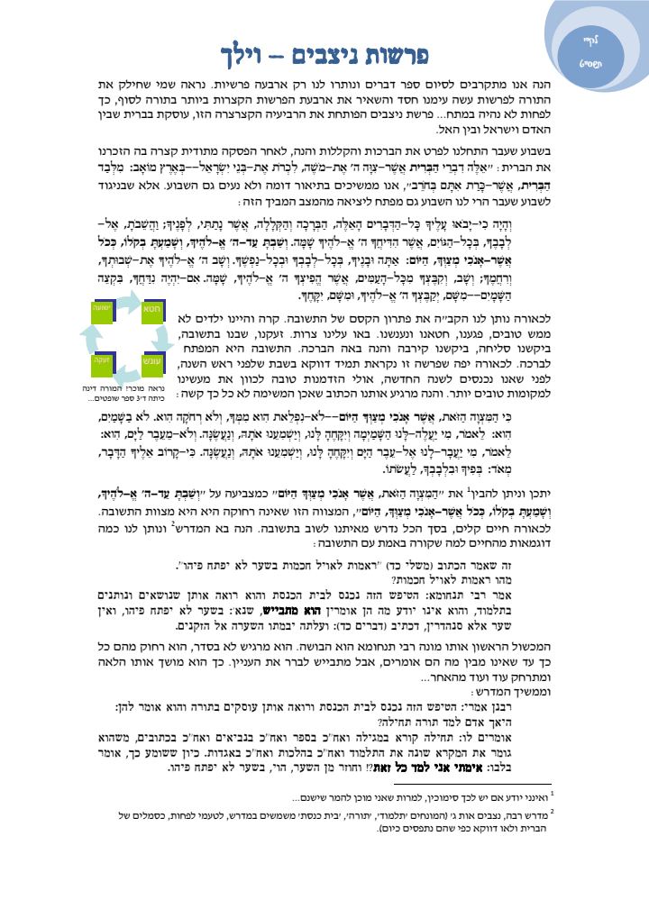 העמוד הראשון של פרשת וילך