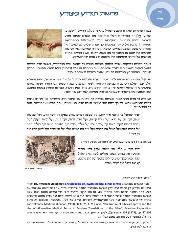 העמוד הראשון של פרשת מצורע