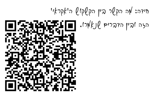 החידה כפי שהיא מופיעה בדף ויקרא: חידה: מה הקשר בין הקשקוש ה'אקראי' הזה ובין הדברים שנאמרו.